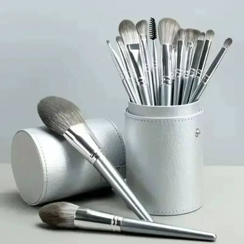 14pcs Gray Highlight Makeup Brush Set Super Soft Hair Facial