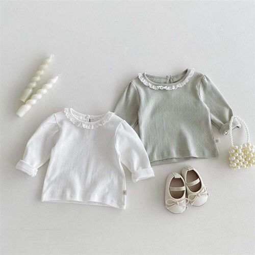 Spring Autumn Roundneck Longsleeve Kids Hollowout Blouse Gir