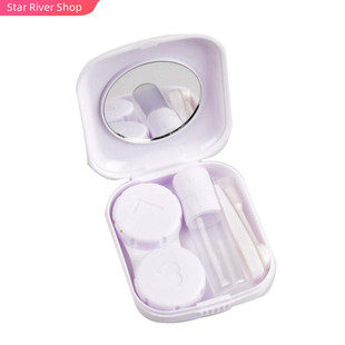 1pc New Mini Square Contact Lens Case with Mirror Women Colo