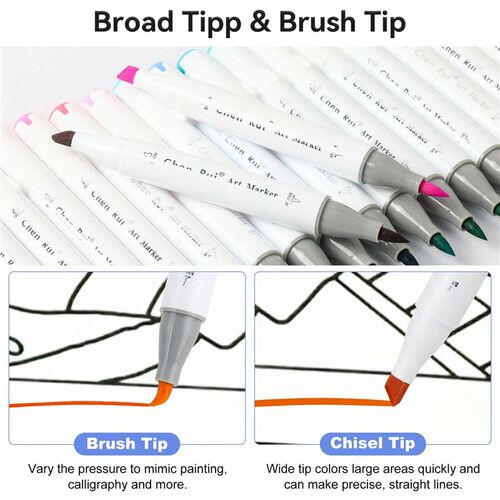 48/60/80/120 Colors Dual Tip Brush&Chisel Permanent Art Mark