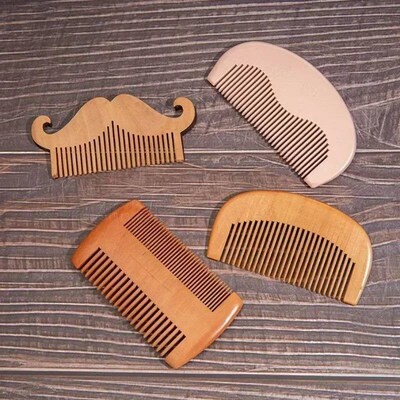 Wooden Beard Comb Mustache Hair Brush for Men Fine Coarse Te