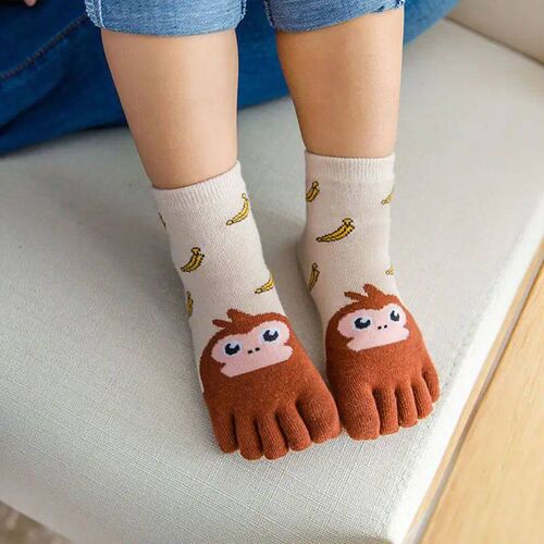 1pair Animal Cartoon Five Fingers Sock Hosiery Toe Socks Tod