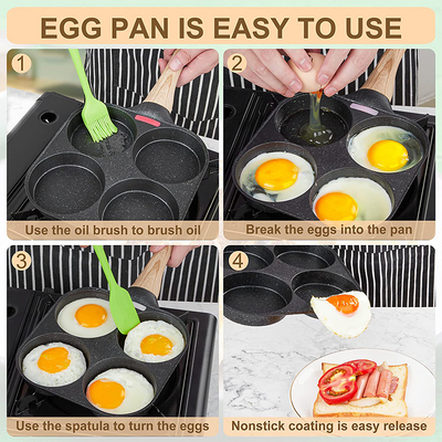 Egg Frying Pan Nonstick Pancake Pans 4-Cups Cookware Pancake
