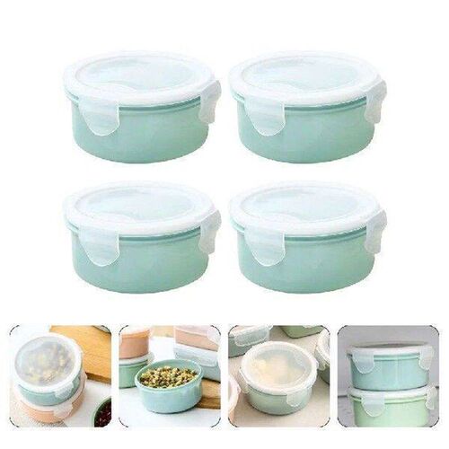 4pcs Plastic Food Storage Boxes Round Edge Reusable Fridge