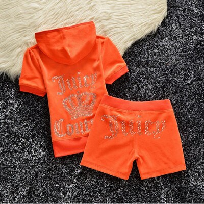 Summer Velet Sets Women Casual Two Pieces Short Sleeve Hoode