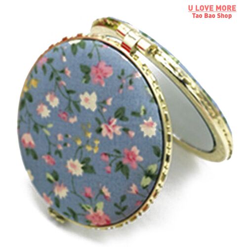 1pc Mini Makeup Compact Pocket Floral Mirror Portable Two-si