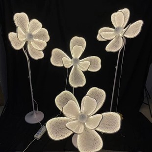 新款婚庆发光牡丹花路引婚礼荷花引路灯蕾丝花瓣大花背景舞台装饰