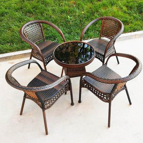 Rattan chair three-piece set balcony table chair small tea