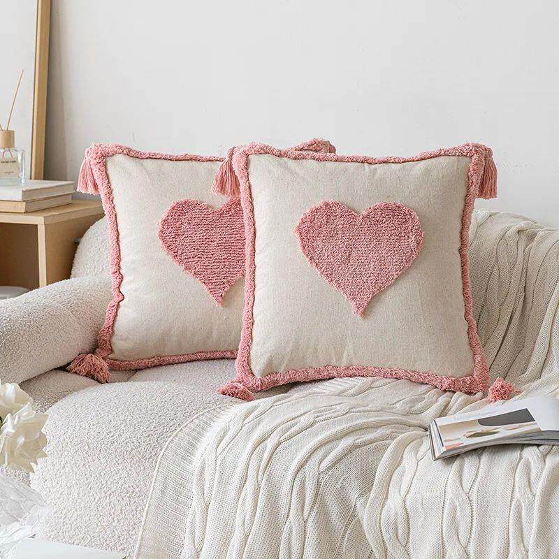 Ins Style Pink Plush Sofa Pillow Case New 45X45 Cushions Cov图片