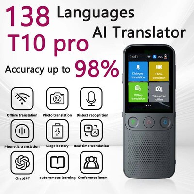 T10 pro 5MP Smart Translator 138 Languages Voice Photo Trans