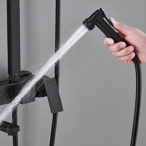Double shower faucet set black bathroom lift shower nozzle