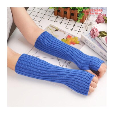 New Women Fingerless Gloves Arm Warmers Goth Knitted Kawaii