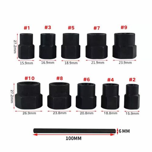 11pc/set Damaged Nut Bolt Remover Stud Extractor Set Broken
