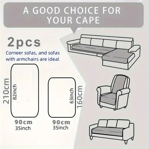 2pcs/Set Simplized Waffle Quilting Sofa Cover for Lounge Sof
