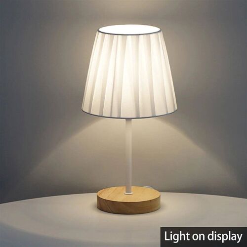 Wooden Table Lamp USB Powered Nightstand Lamp Warm Light Bed