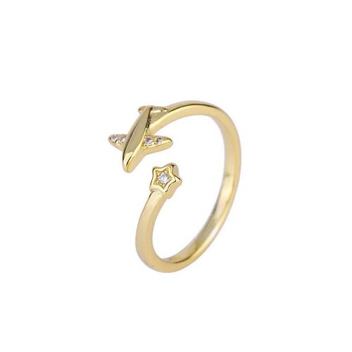 Zircon Airplane Adjustable Open Finger Rings for Women Korea