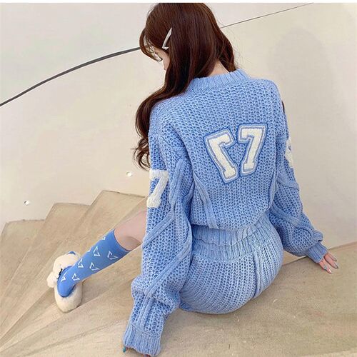 Girls Suit Knitting 2021 New Fashion Summer Korean Ladylike