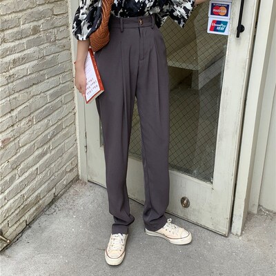 HziriP Elegant Formal High Waist Harem Straight Pants Women
