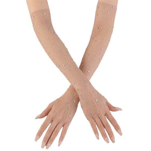 Sun Protection Arm Sleeves with Glitter Rhinestones for Wome