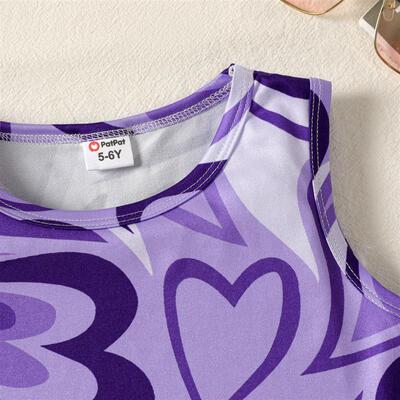 PatPat Kid Girl Heart Print Tank Top