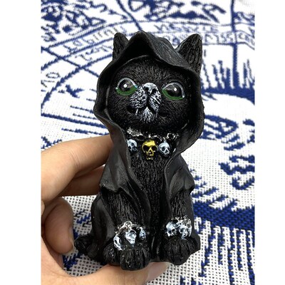 Resin Figure Wizard Figurines Black Magic Cat Ornaments Tabl
