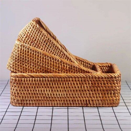 76HB Household Wicker Bread Storage Basket Weaved Rattan