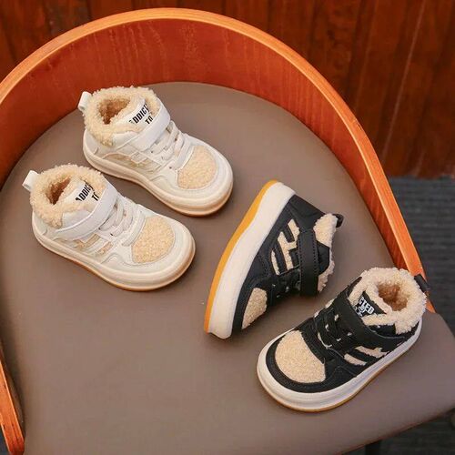 Girls Cotton Shoes Children Plush Thickened Anti-skid Shoe B
