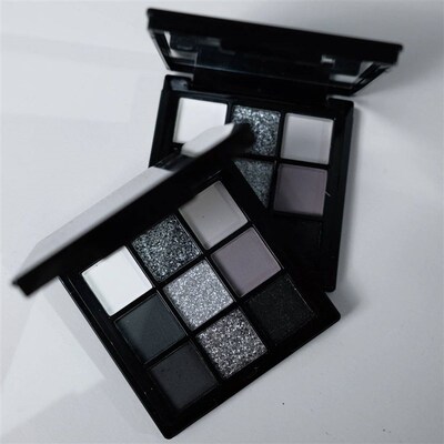 9 Colors Eye shadow Palette, Dark Black Grey Silvery Color S