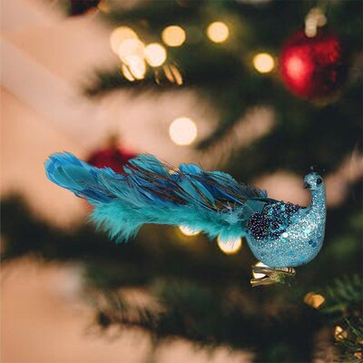 Christmas gift  tree 3d peacock pendant natural feathers