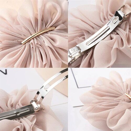 Big Spring Hair Claw Clips Women Metal Chiffon Flowers tail