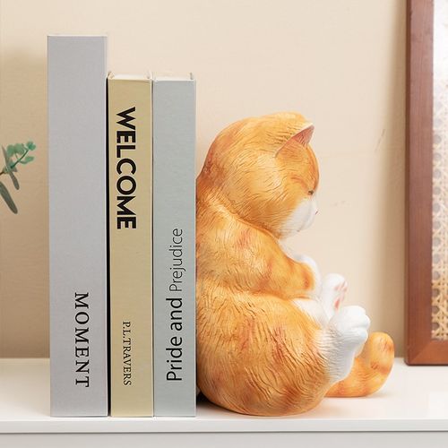 慧心巧聚肥猫防撞门挡卧室客厅阻门器桌面书立装饰品书靠落地摆件