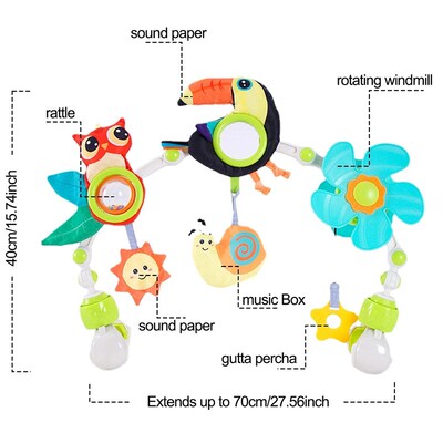 Baby Stroller Arch Toys Musical Rattle Sensory Toy with Teet