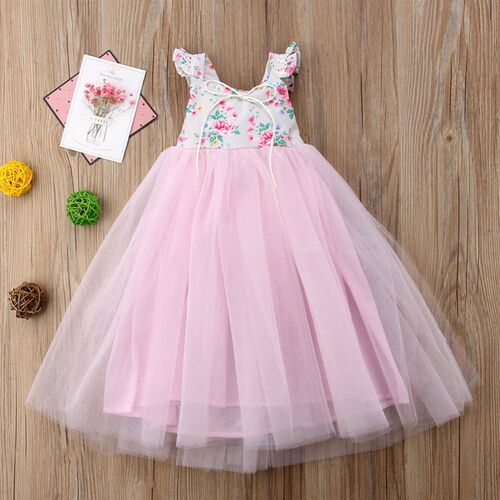 1-7Y Children Girls Tulle Tutu Dress 2021 Summer Baby Clothe