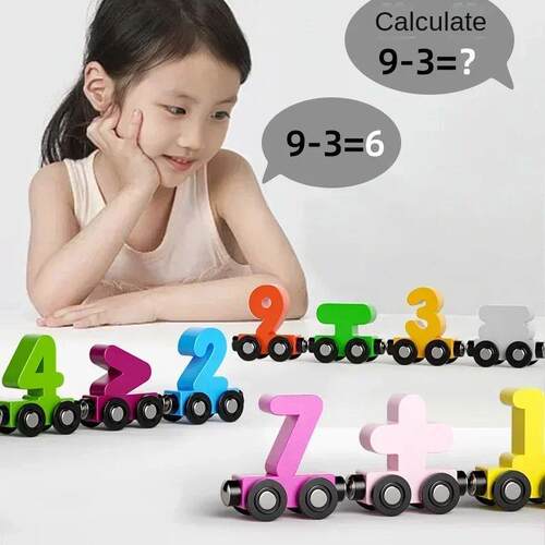 12PCS/Sets Magnetic Dinosaur Train Number Wooden Toy Learnin