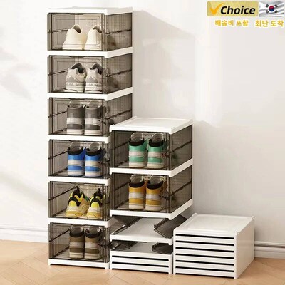 Dustproof 6 Layers Foldable Shoes Box Stackable Transparent