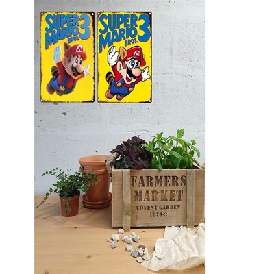 MINISO Super Mario Bowser Kart Metal Poster and Print Tin Si