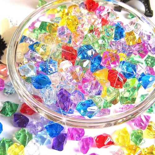 100PCS Plastic Gems Grains Colorful Small Stones Jewels Acry