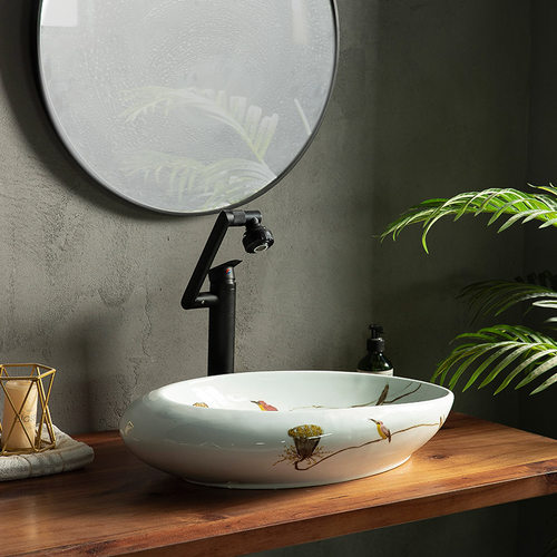 写意洗手台大尺寸陶瓷台盆单盆艺术盆洗手池洗脸卫生间面盆防溅水