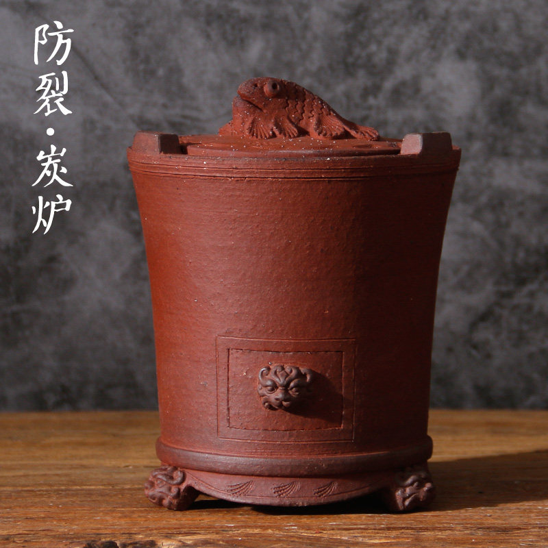 防裂小狮头炭炉潮州风炉茶炉红泥手工碳炉取暖炉烧烤炉砂铫玉书煨