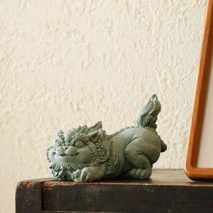 创意国潮招财瑞兽貔貅一对桌面摆件家居书房博古架青砂石狮子装饰