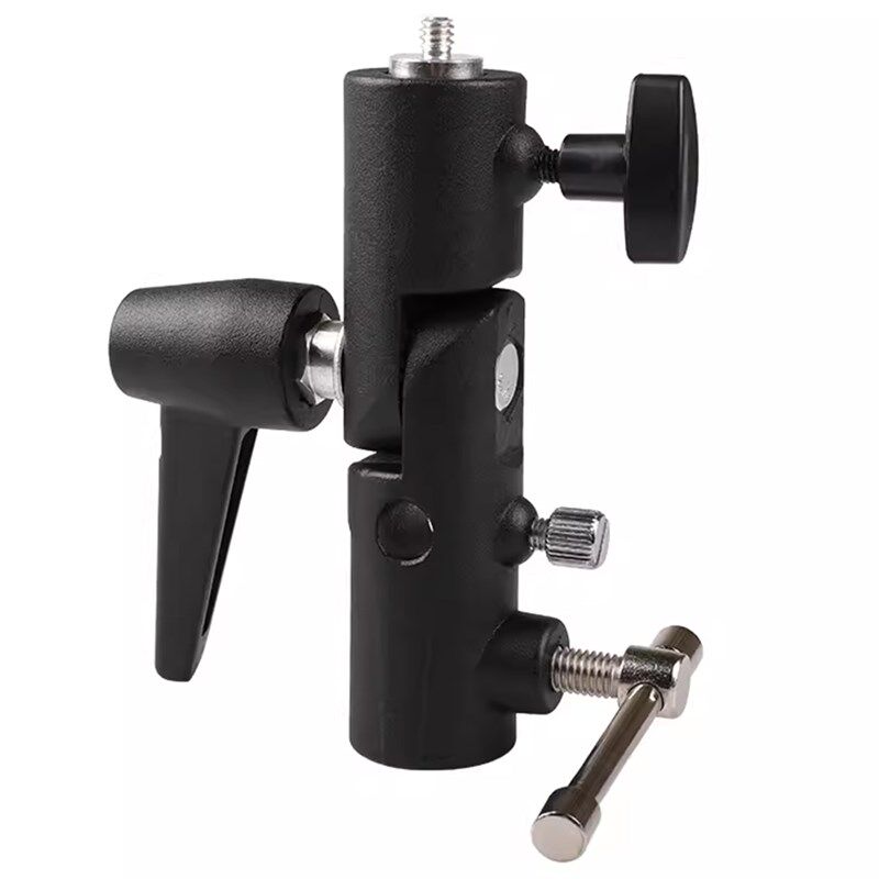 金属闪光灯座H型底座灯架三脚架摄影伞LED灯棒支架补光灯固定配件