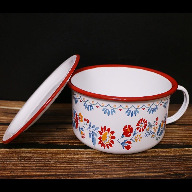 加厚搪瓷泡面杯带盖学生宿舍方便面碗老式快餐杯饭缸怀旧打饭碗盒,餐饮具,马克杯,淘宝优惠券,粉丝福利购,淘宝优惠卷