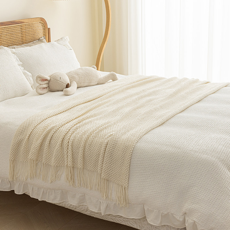 床旗床尾巾民宿2023新款奶油风沙发毯空调盖毯酒店床旗床尾巾高级,床上用品,休闲毯/毛毯/绒毯,淘宝优惠券,粉丝福利购,淘宝优惠卷