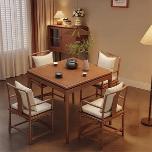 中式实木八仙桌农村家用饭桌正方形方桌小户型餐桌椅子中古风复古