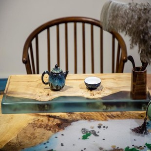 环氧树脂k茶盘实木大板茶桌海洋茶台餐桌茶几家具树脂胶木板实木