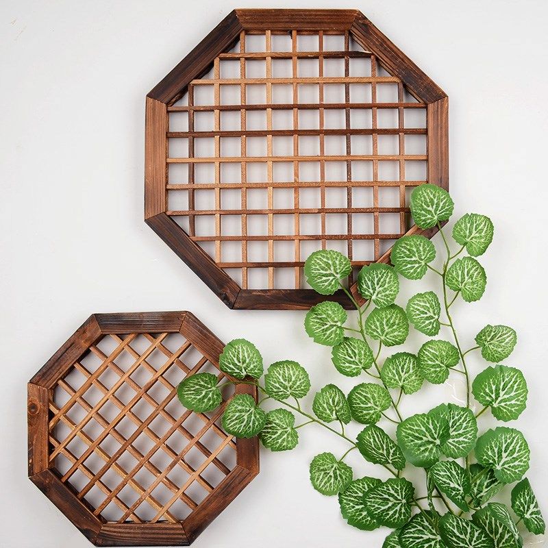 幼儿园实木壁挂田园风碳化防腐木网格挂架庭院阳台家居装饰摆件,家居饰品,壁饰,淘宝优惠券,粉丝福利购,淘宝优惠卷