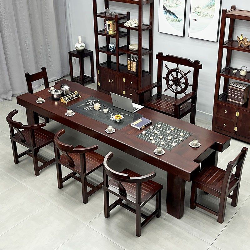 老船木茶桌椅组合实木办公室泡茶台家用功夫茶几一体套装一桌五椅,住宅家具,茶几,淘宝优惠券,粉丝福利购,淘宝优惠卷