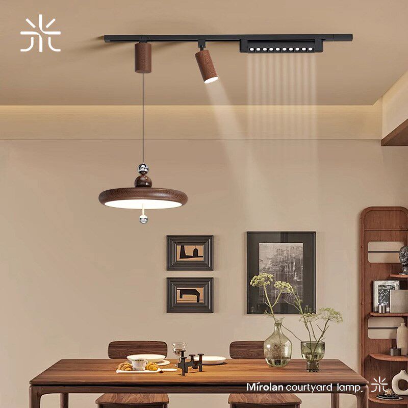 米罗兰中古餐厅吊灯三头轨道可移动升降悬停灯饭厅2025新款