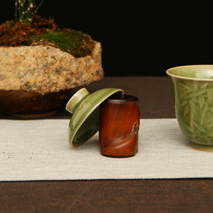 中式大号龟甲竹手工盖托盖碗功夫茶道配件泡茶壶茶盖盖置茶具配件