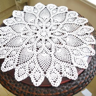 我爱我家 纯手工钩针勾花棉蕾丝镂空编织圆形桌布杯垫精品